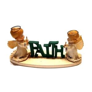 Vintage Morehead Holly Babes Angels With Candles Faith Christmas 4 Inches Tall